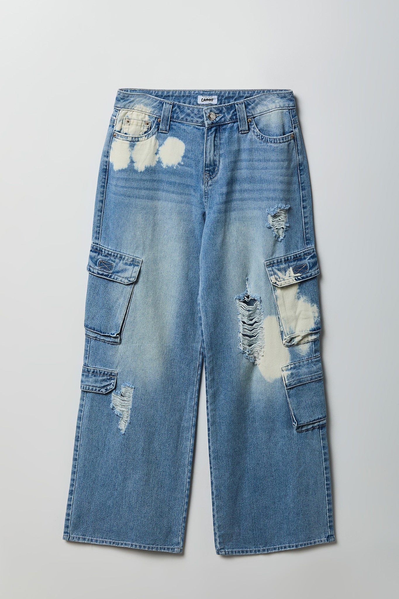 Ripped Low Rise Cargo Jean