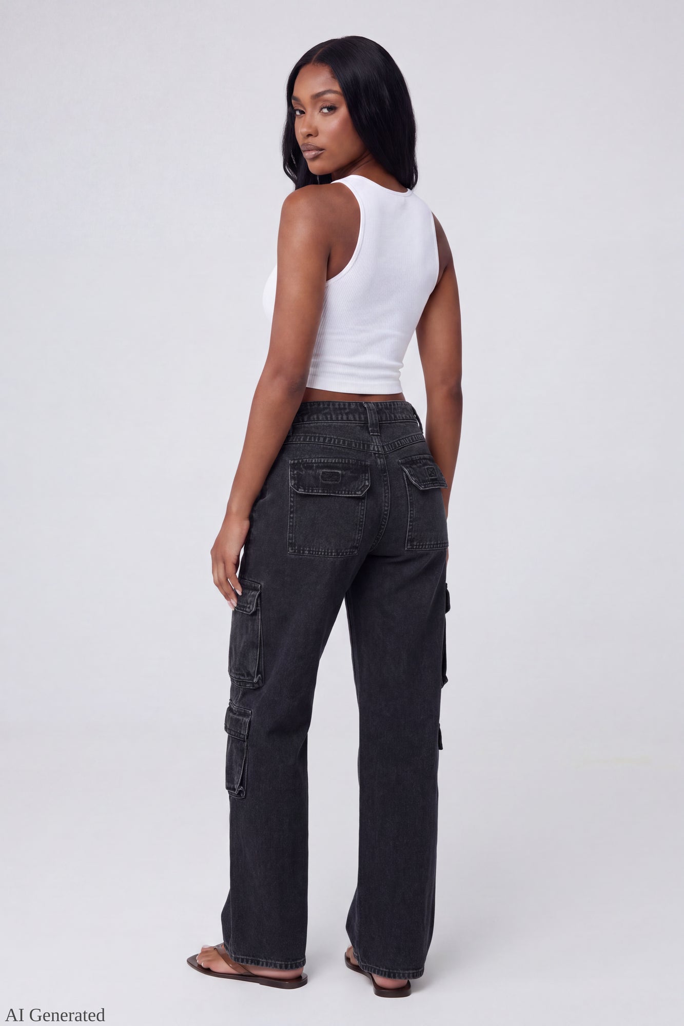 Ripped Low Rise Cargo Jean