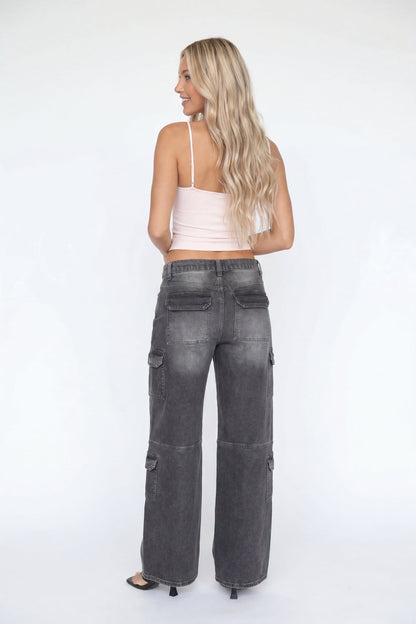 Stretch Low Rise Belted Cargo Jean