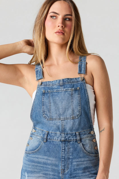 Straight Leg Denim Overalls