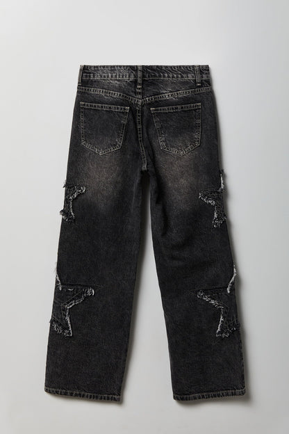 Low Rise Patch Baggy Denim Jean