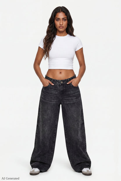 Low Rise Super Baggy Angel Wing Jean