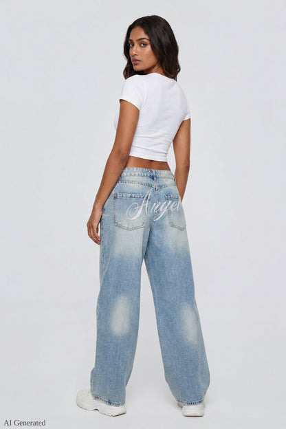Low Rise Super Baggy Angel Wing Jean