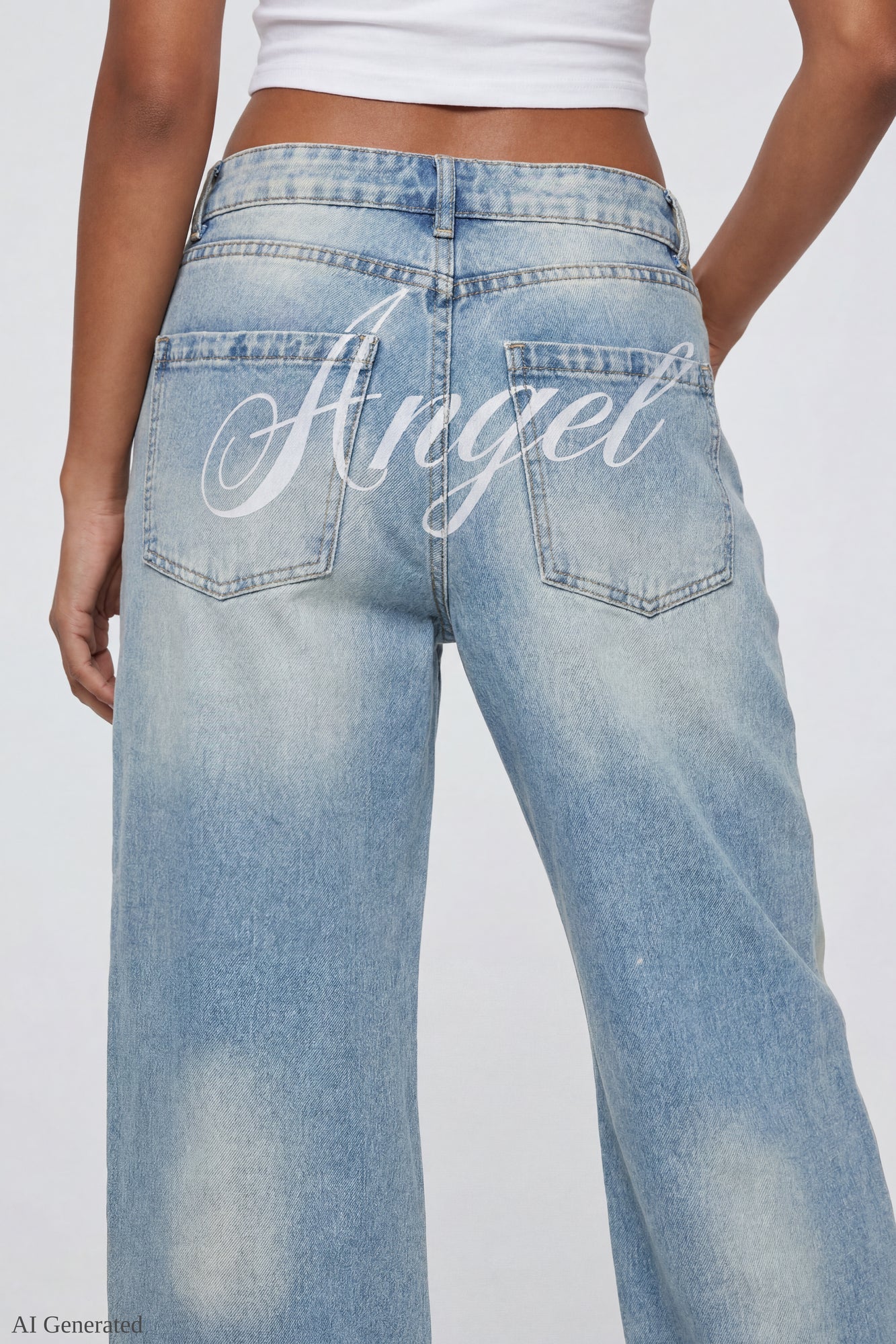 Low Rise Super Baggy Angel Wing Jean