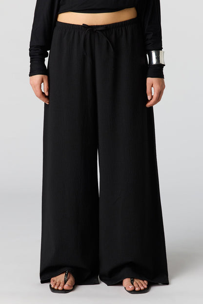 Textured Flowy Wide Leg Pant