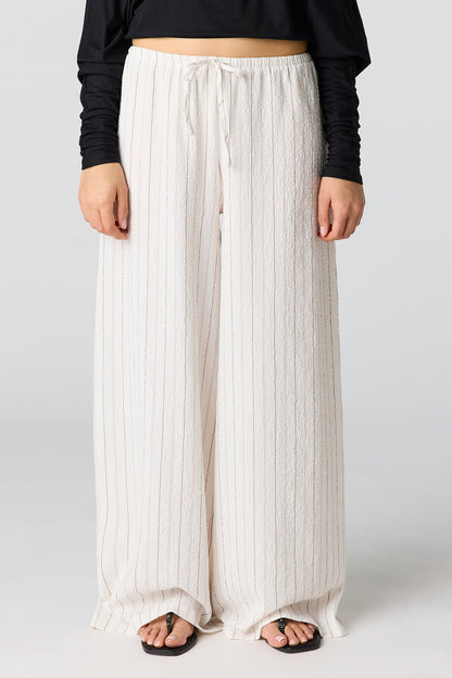 Textured Flowy Wide Leg Pant