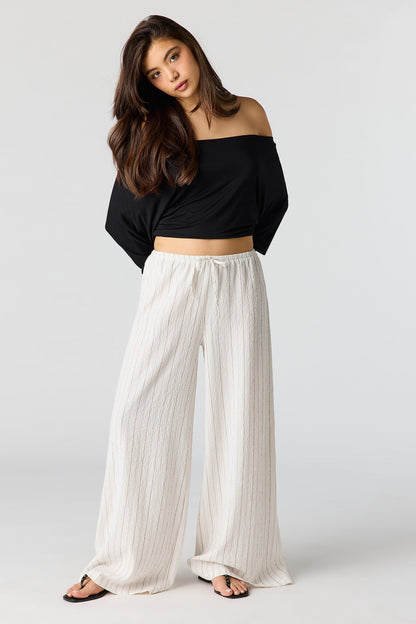 Textured Flowy Wide Leg Pant