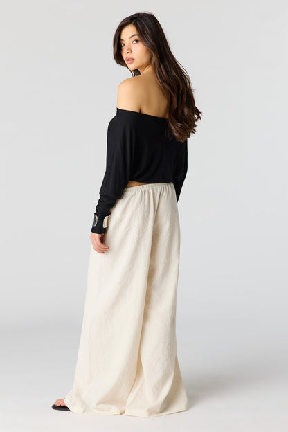 Textured Flowy Wide Leg Pant