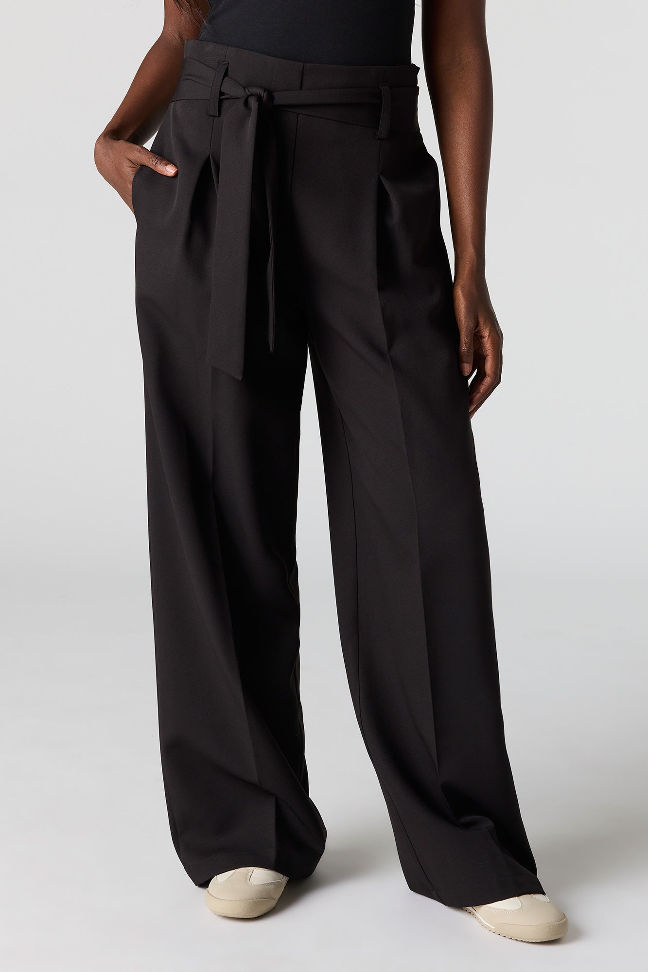 Belted Wide Leg Dress Pant