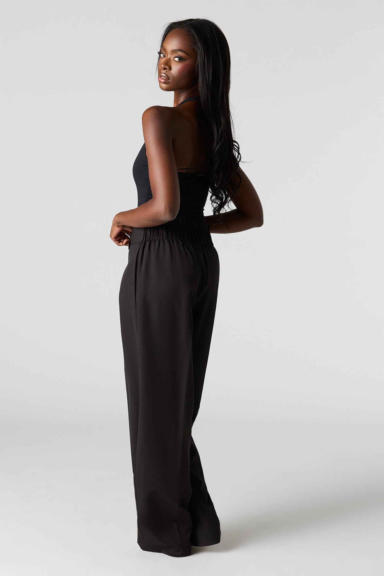 Belted Wide Leg Dress Pant