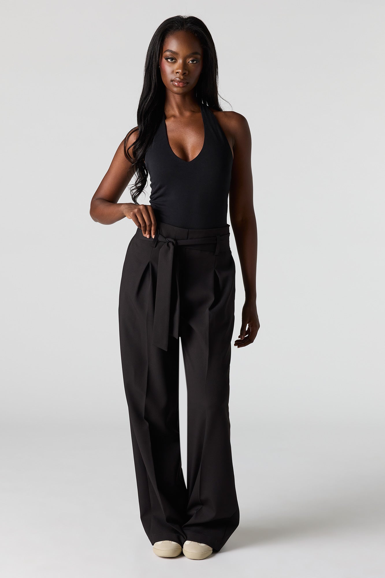 Belted Wide Leg Dress Pant