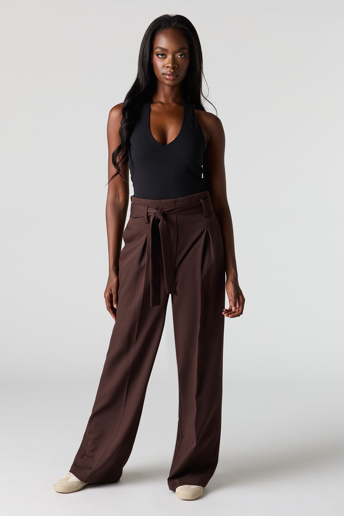 Belted Wide Leg Dress Pant