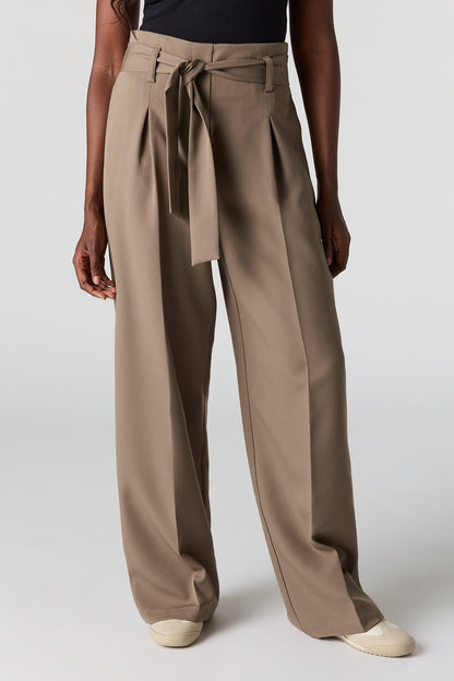 Belted Wide Leg Dress Pant
