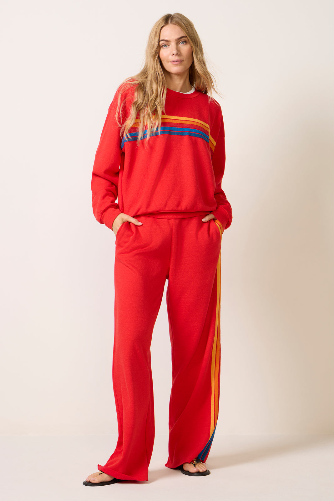 5 Stripe Relaxed Crew Sweatshirt
