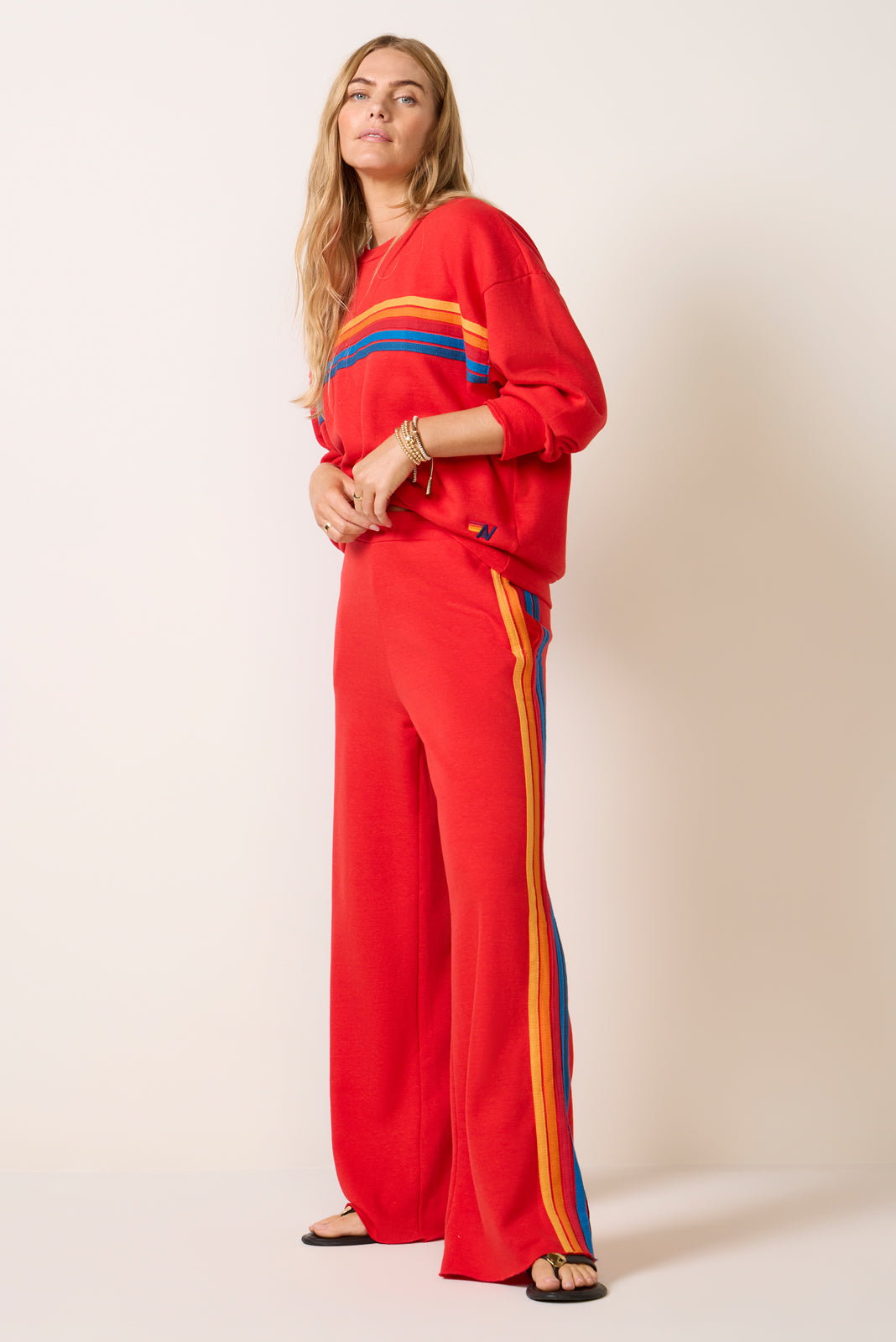 5 Stripe Wide Leg Sweatpant