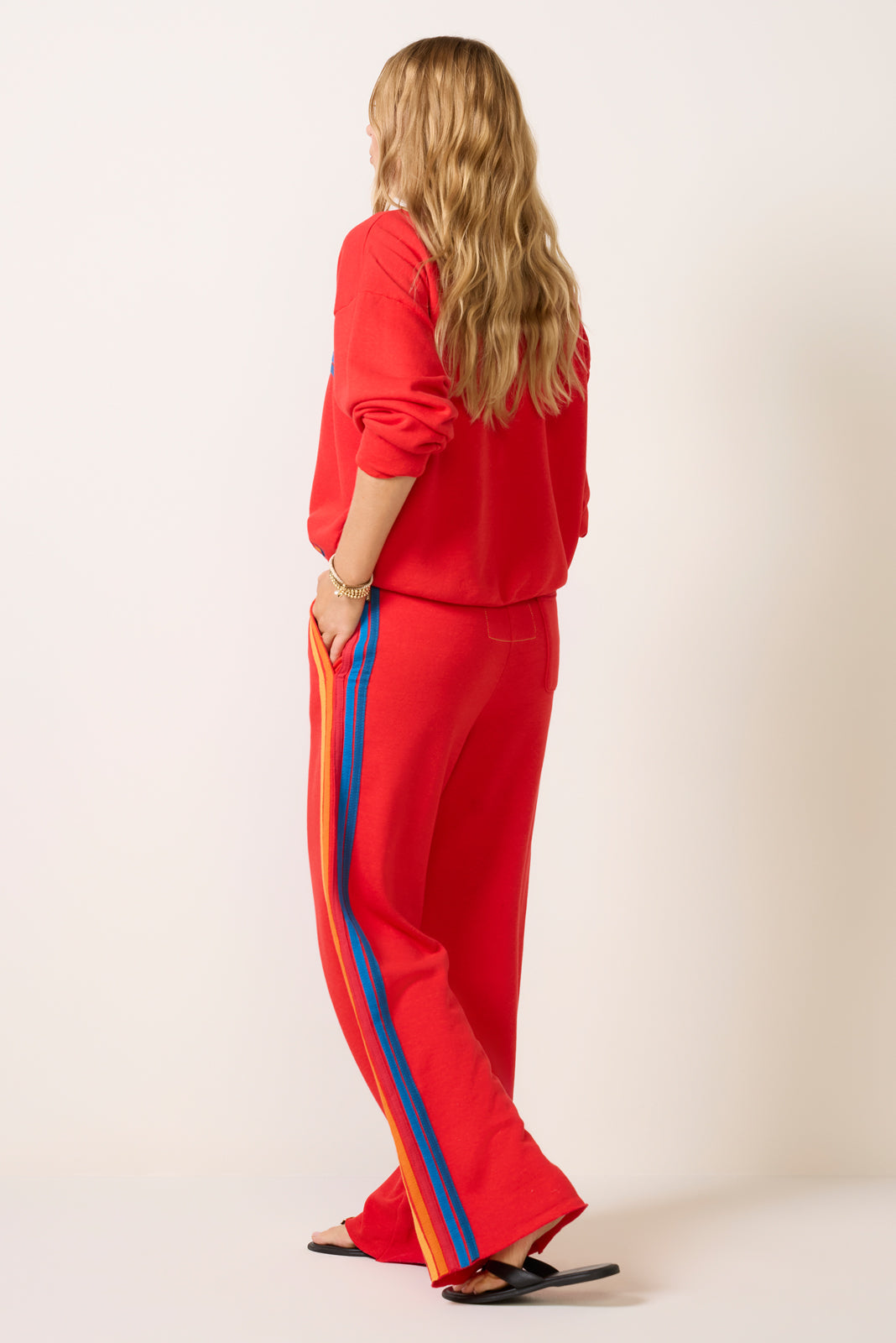 5 Stripe Wide Leg Sweatpant