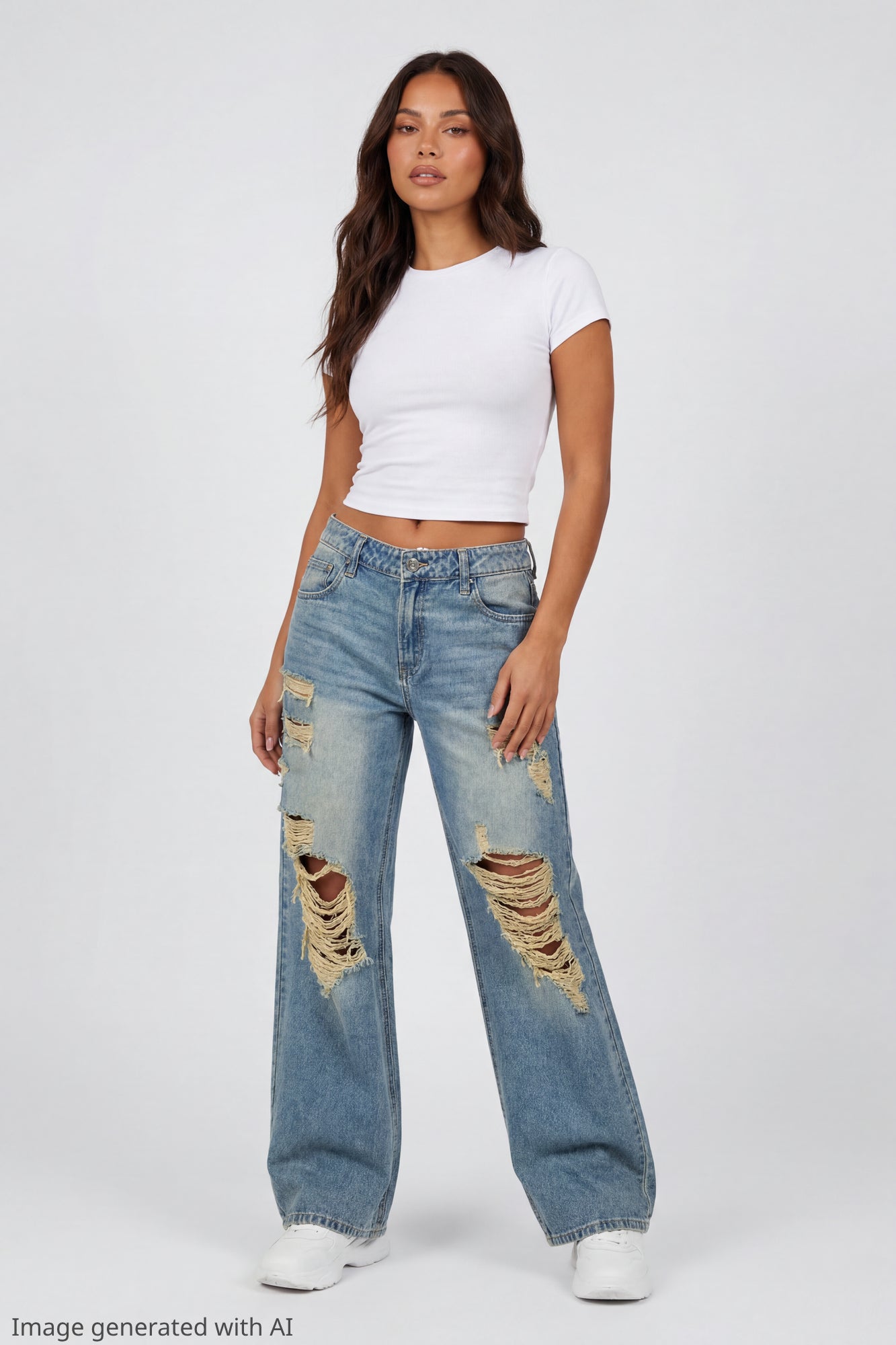 Brooklyn Ripped Low Rise Baggy Medium Jean