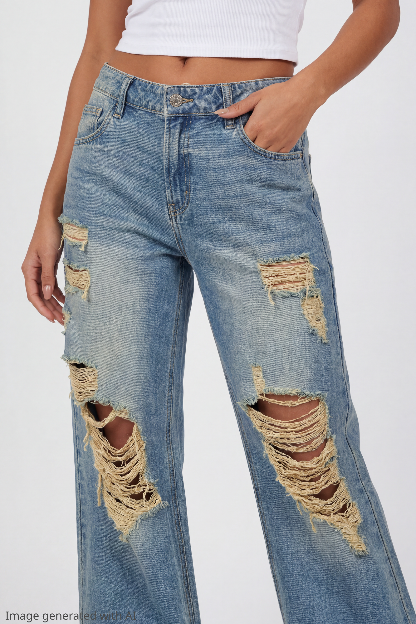 Brooklyn Ripped Low Rise Baggy Medium Jean