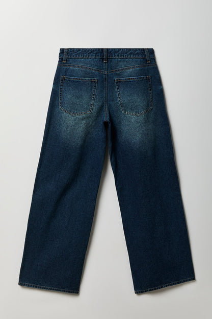 London Ripped Low Rise Super Baggy Dark Jean
