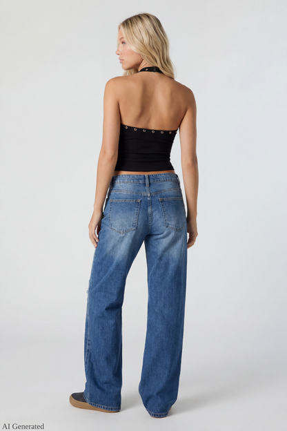 London Ripped Low Rise Super Baggy Medium Jean