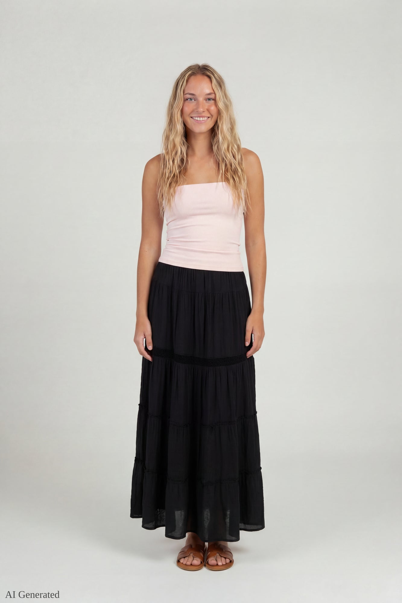 Crochet Trim Maxi Skirt