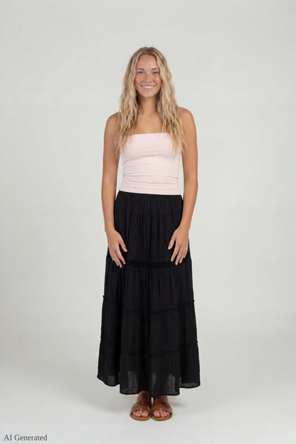 Crochet Trim Maxi Skirt