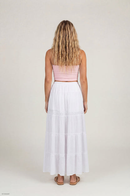 Crochet Trim Maxi Skirt