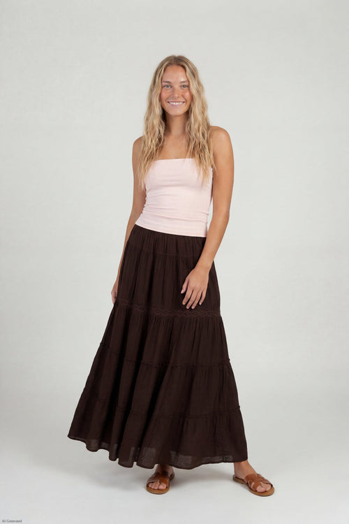 Crochet Trim Maxi Skirt