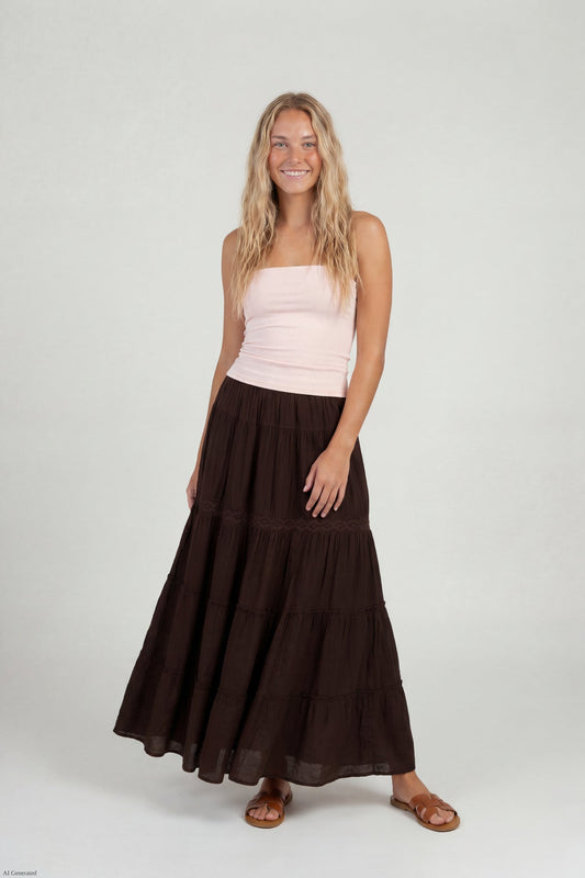 Crochet Trim Maxi Skirt