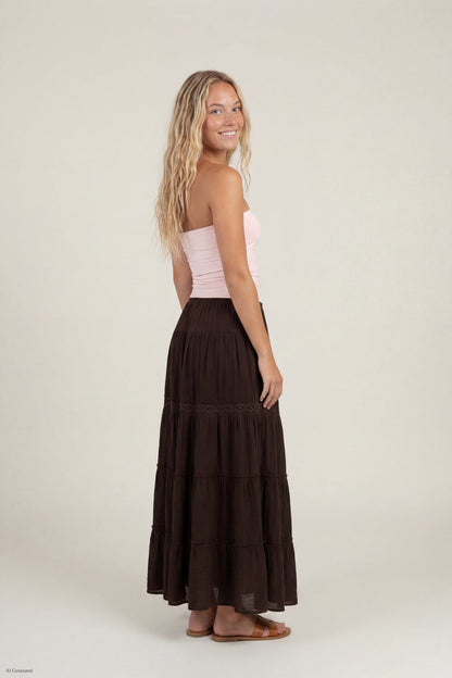 Crochet Trim Maxi Skirt