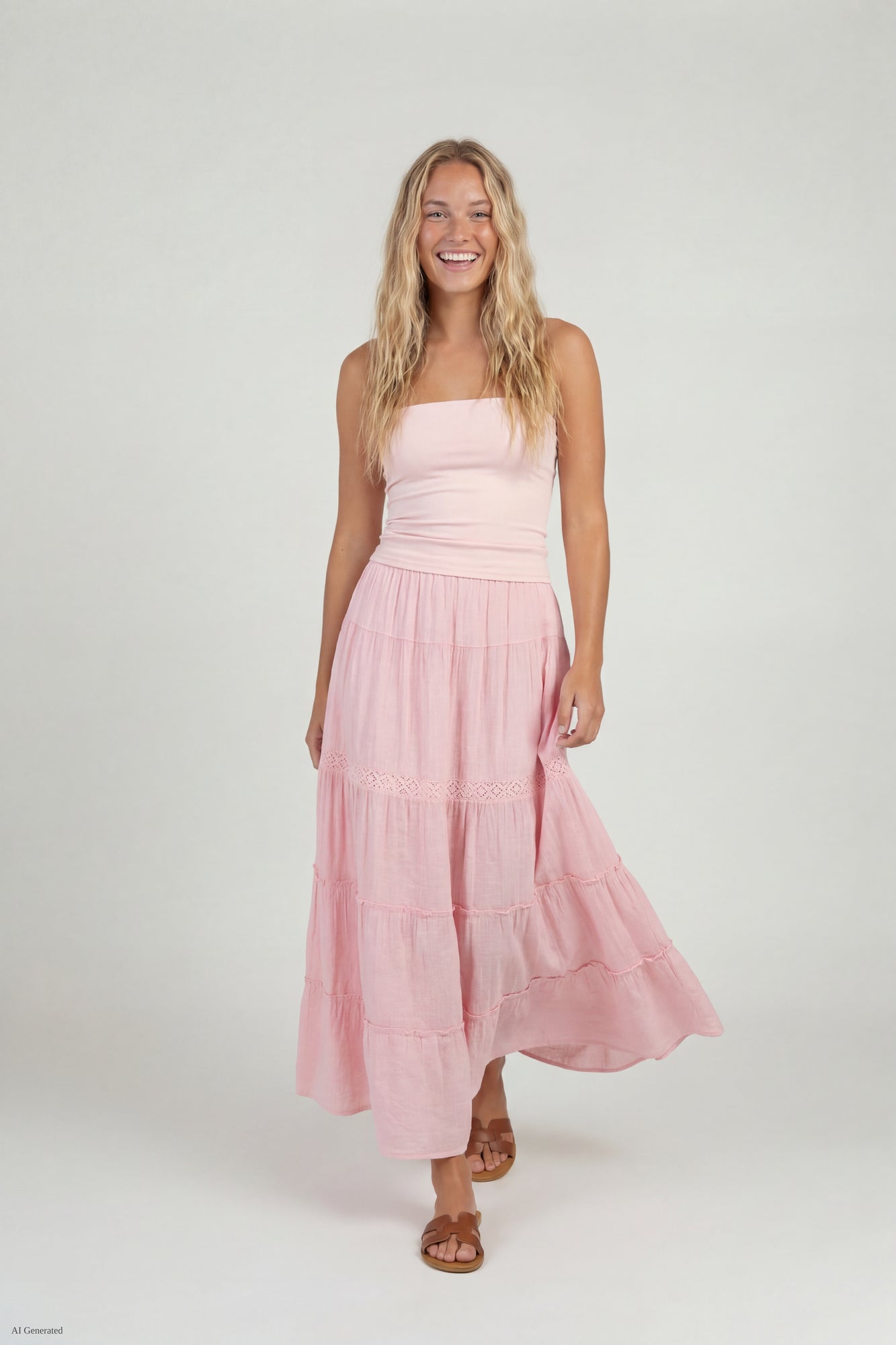 Crochet Trim Maxi Skirt