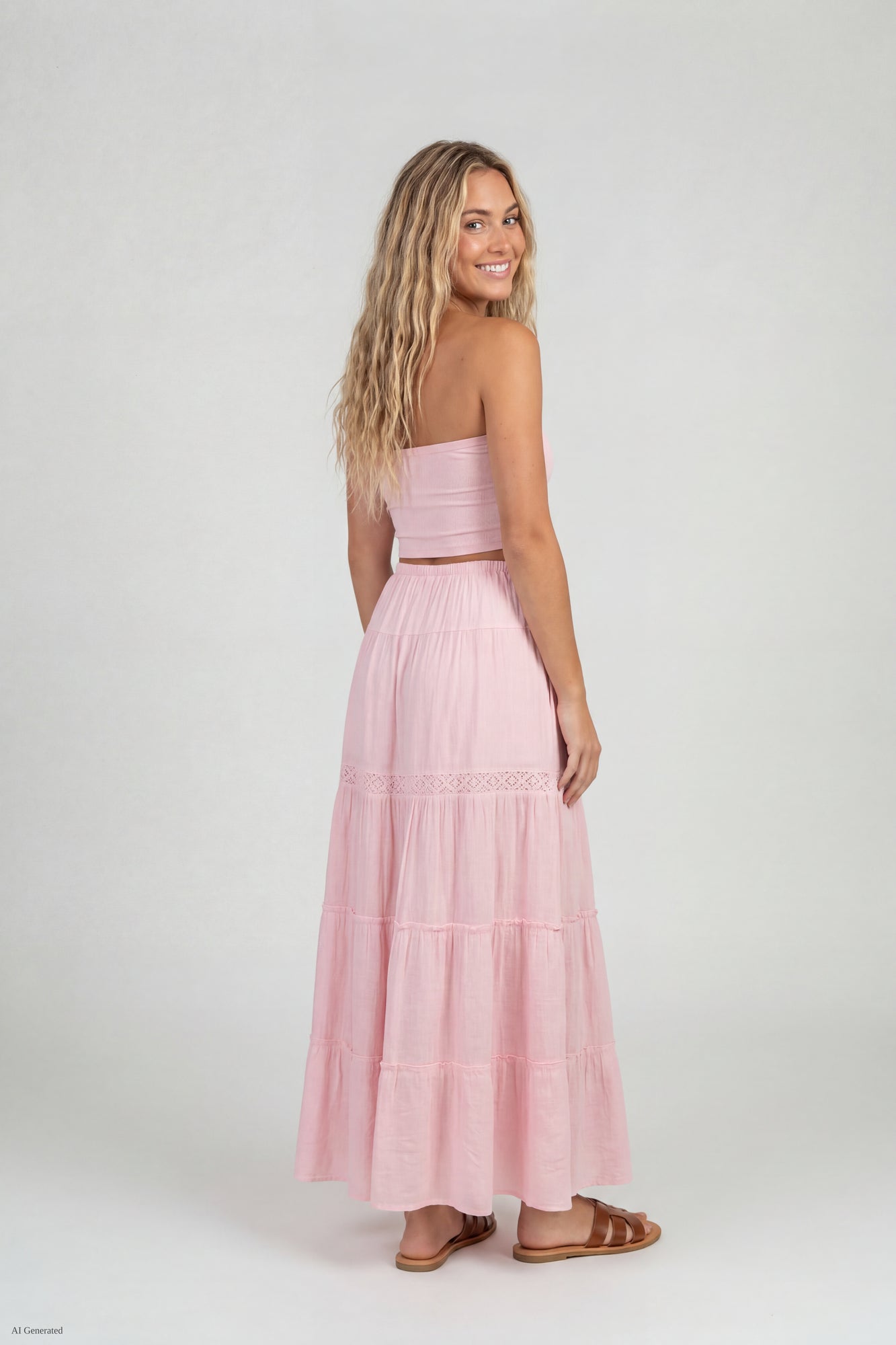 Crochet Trim Maxi Skirt