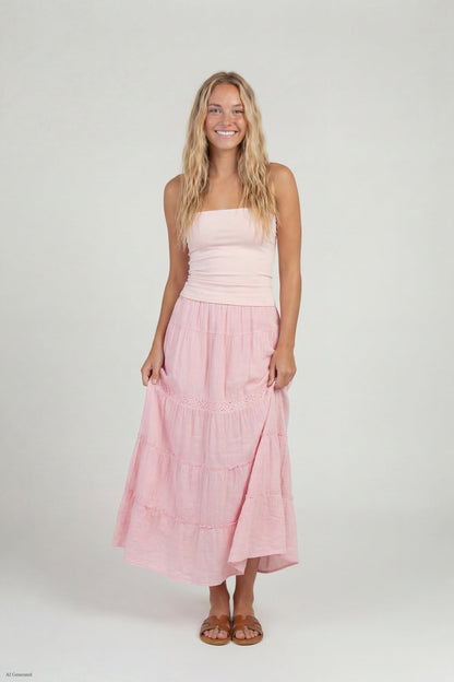 Crochet Trim Maxi Skirt
