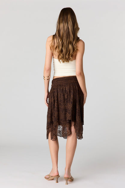 Lace Asymmetrical Mini Skirt