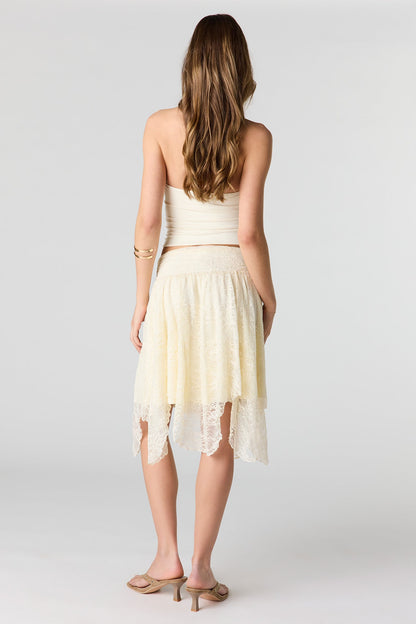 Lace Asymmetrical Mini Skirt