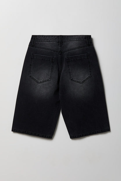 Low Rise Super Baggy Washed Black Jort 16"