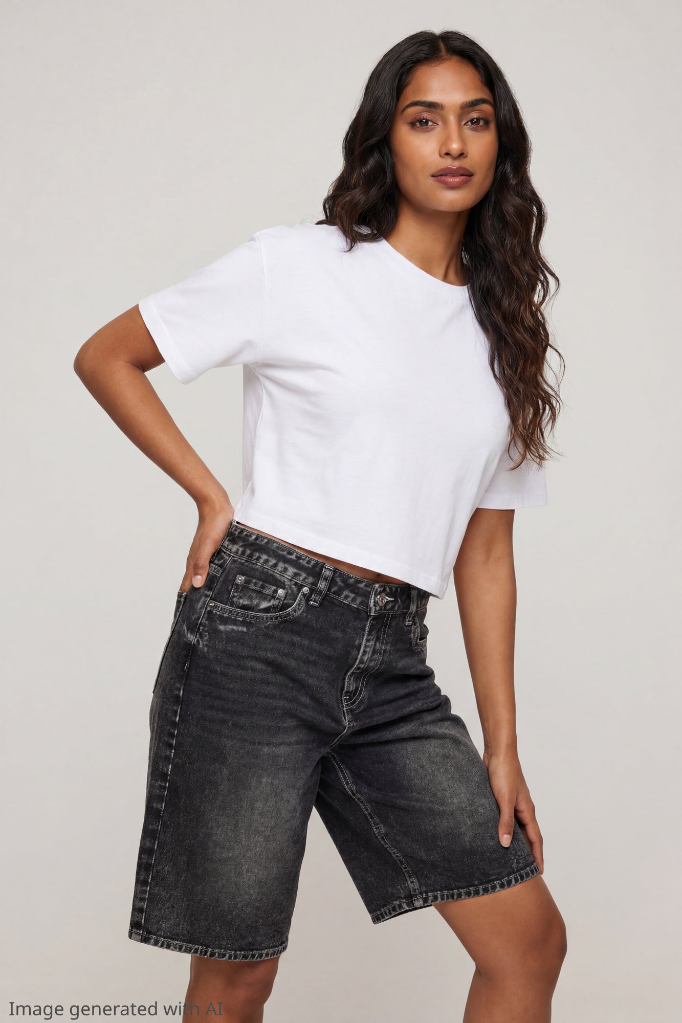 Low Rise Baggy Washed Black Jort 13"
