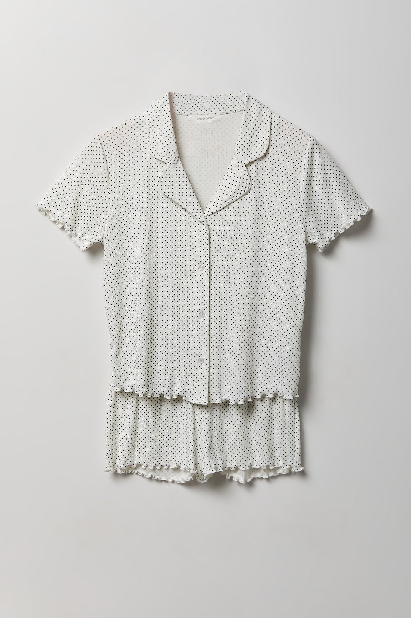 Pointelle Button-Up Top & Short Pajama Set