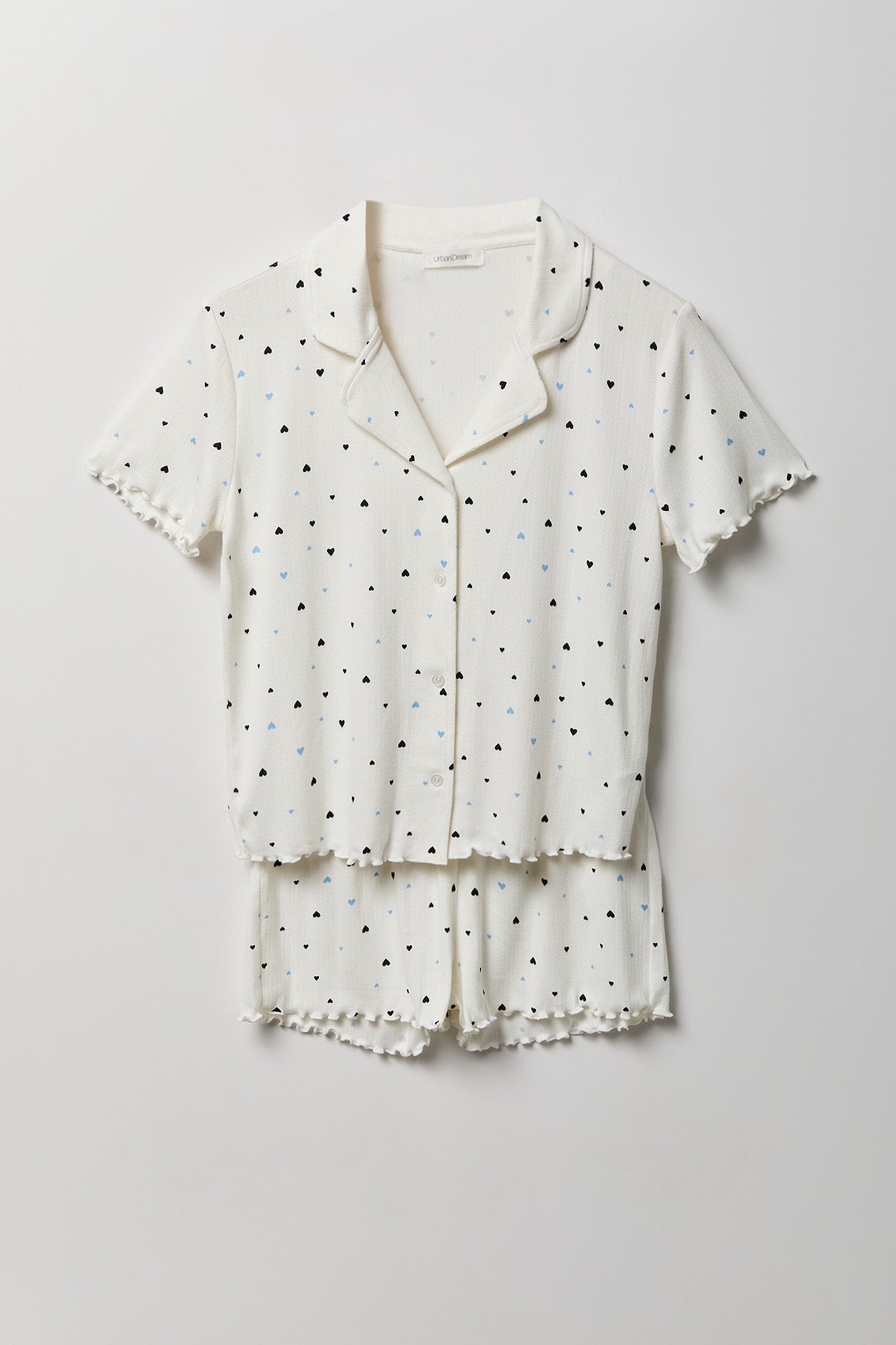 Pointelle Button-Up Top & Short Pajama Set