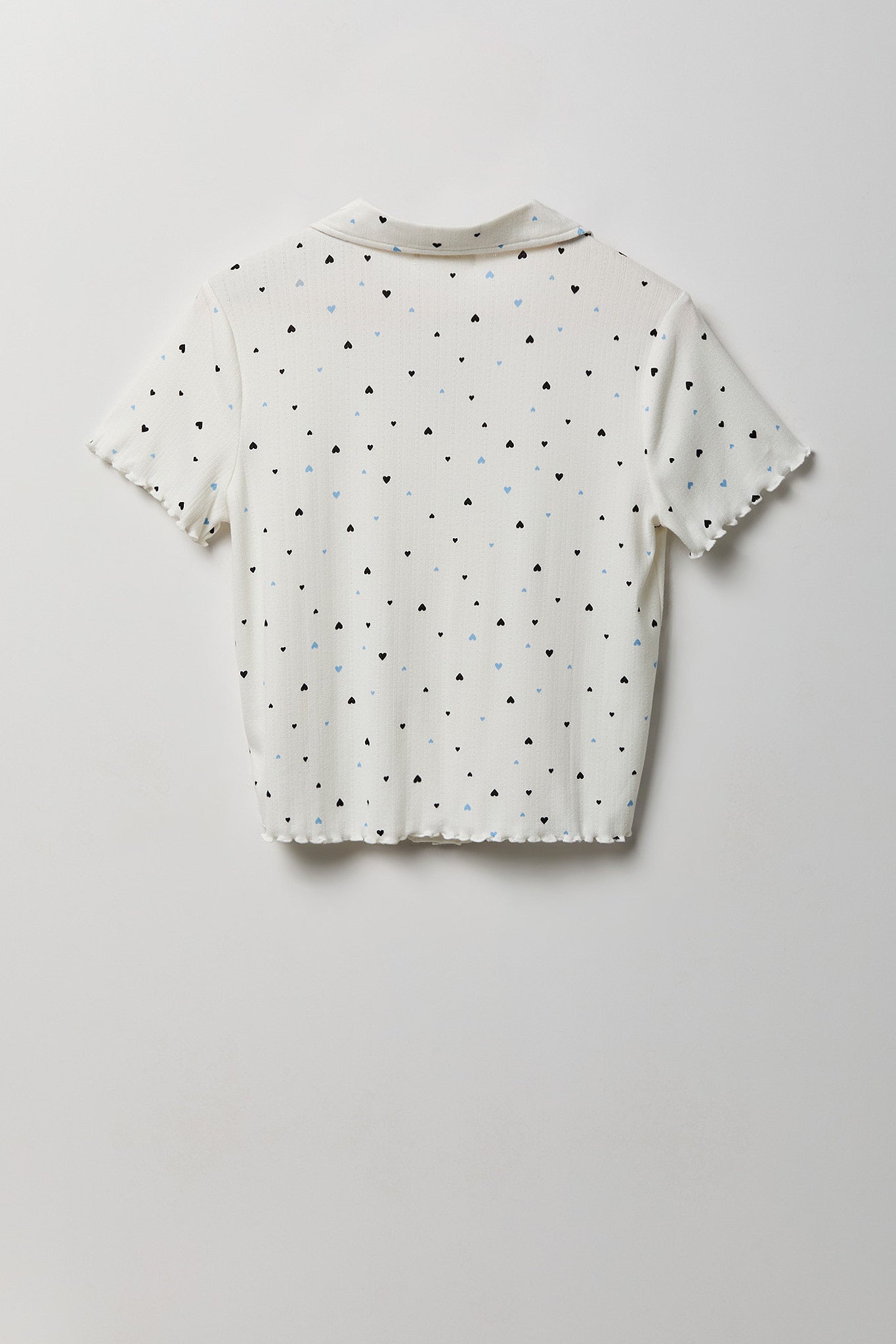 Pointelle Button-Up Top & Short Pajama Set