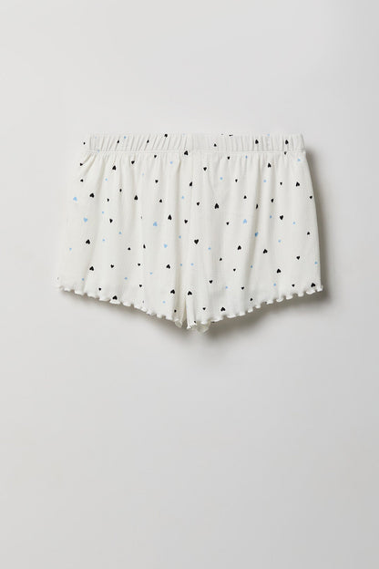 Pointelle Button-Up Top & Short Pajama Set