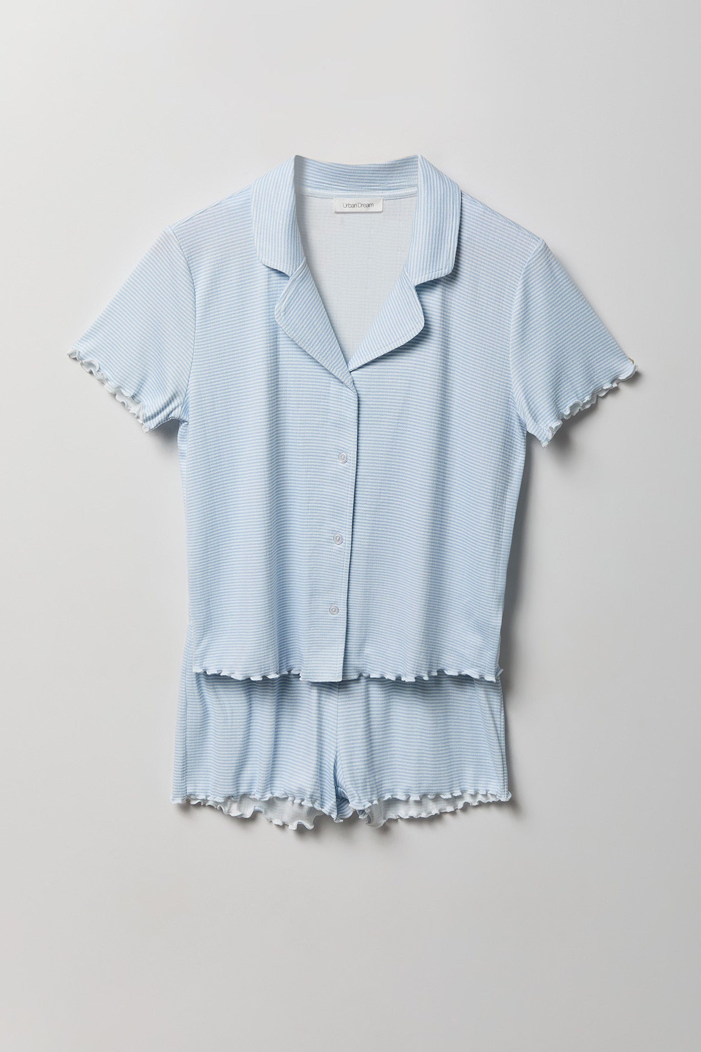 Pointelle Button-Up Top & Short Pajama Set