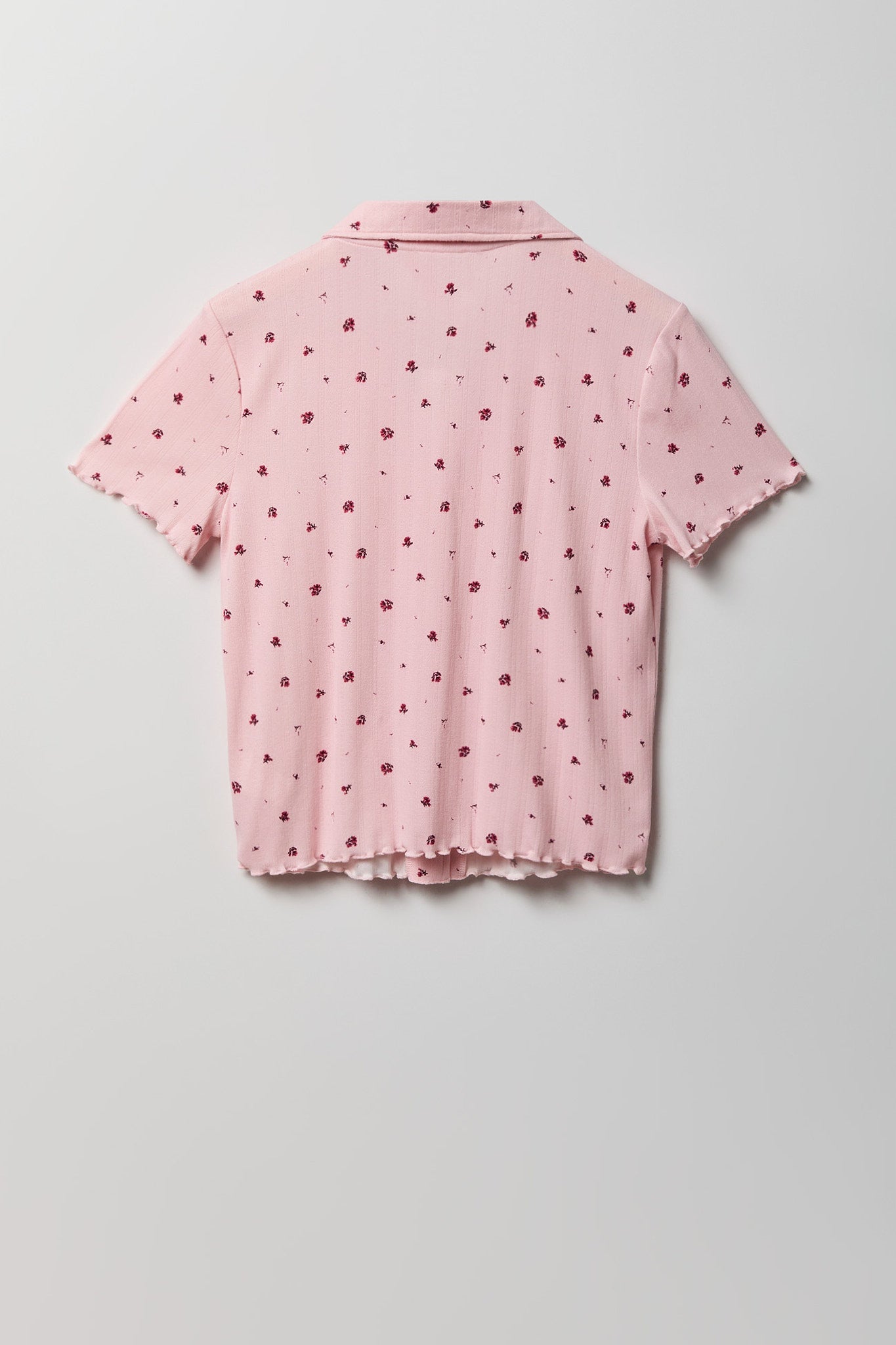 Pointelle Button-Up Top & Short Pajama Set