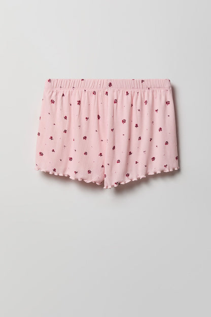 Pointelle Button-Up Top & Short Pajama Set