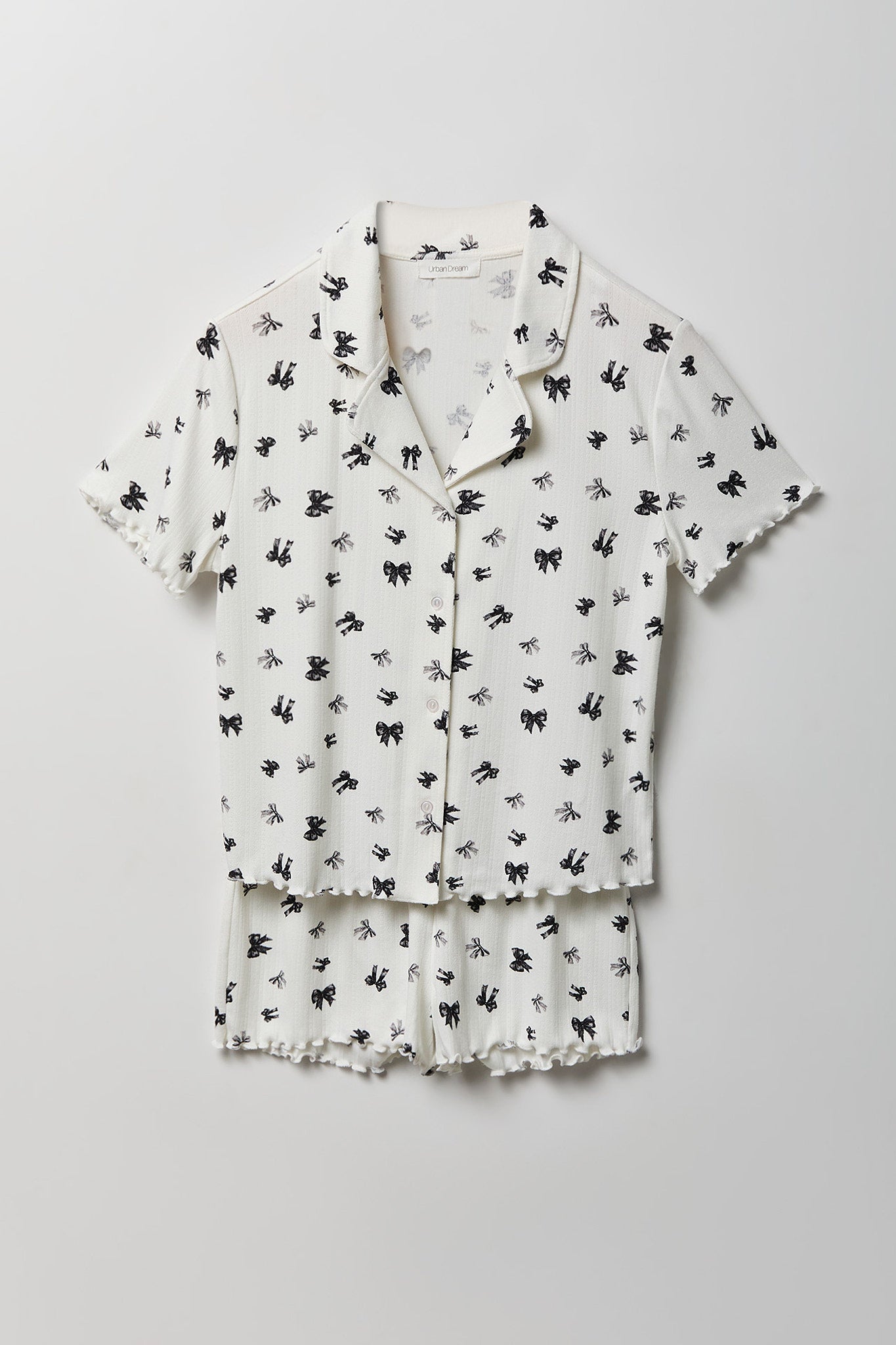 Pointelle Button-Up Top & Short Pajama Set