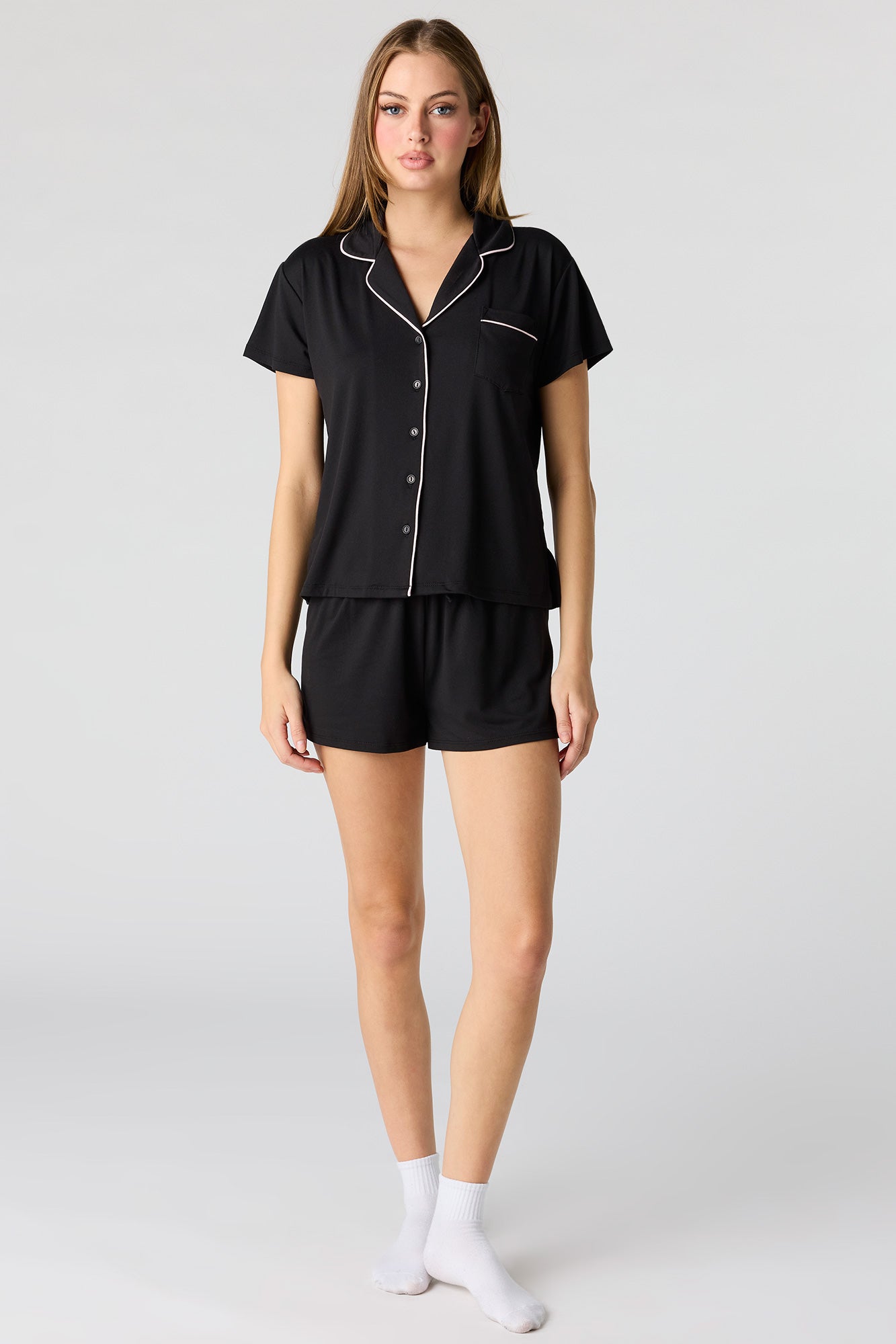 Button-Up Top & Short Pajama Set