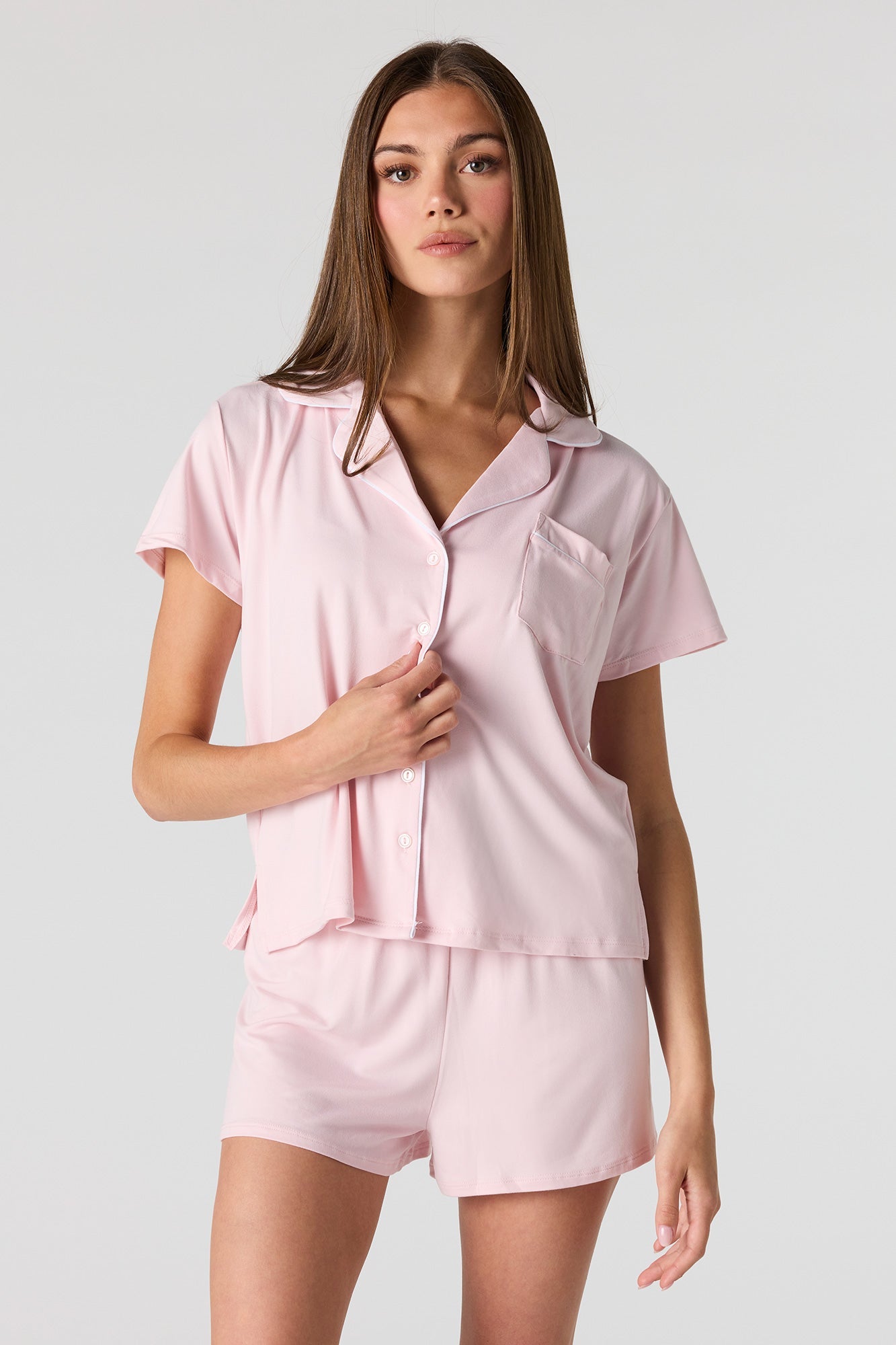 Button-Up Top & Short Pajama Set