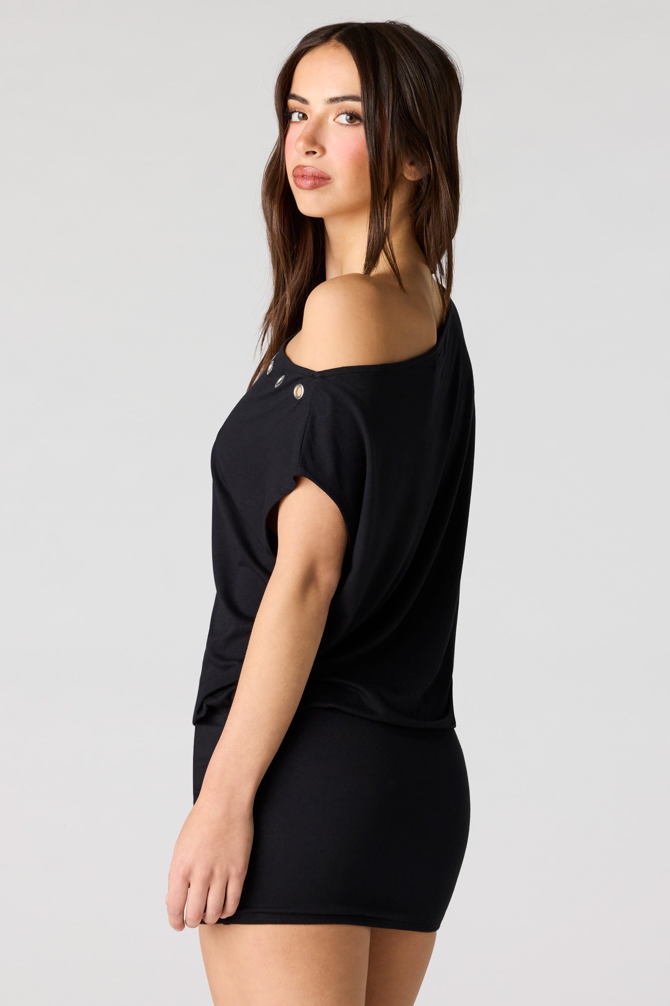 Dolman Eyelet Mini Dress