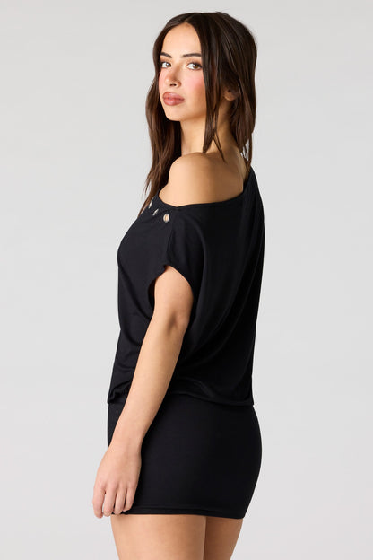 Dolman Eyelet Mini Dress