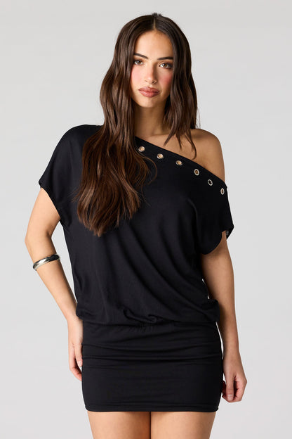 Dolman Eyelet Mini Dress